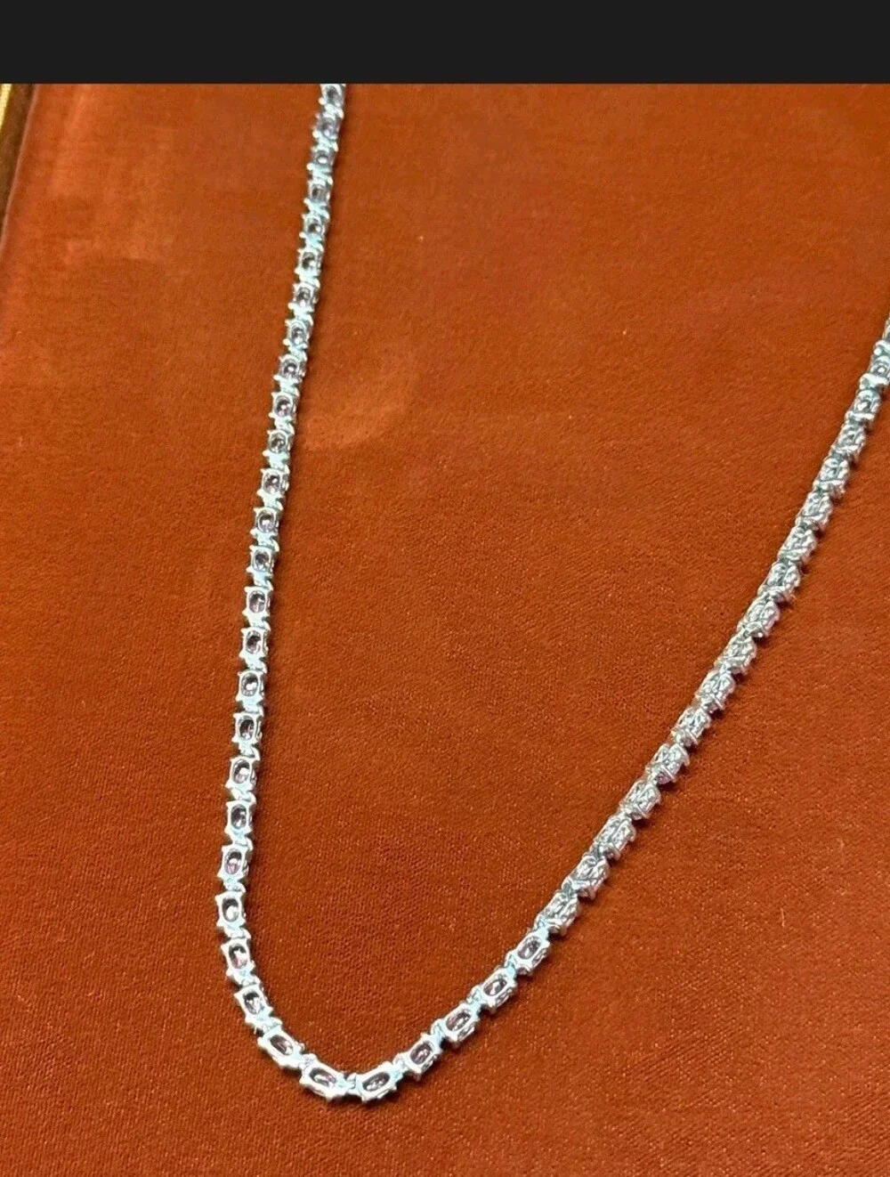 Sterling Silver 25.00 CTW Pink Sapphire Tennis Necklace 20